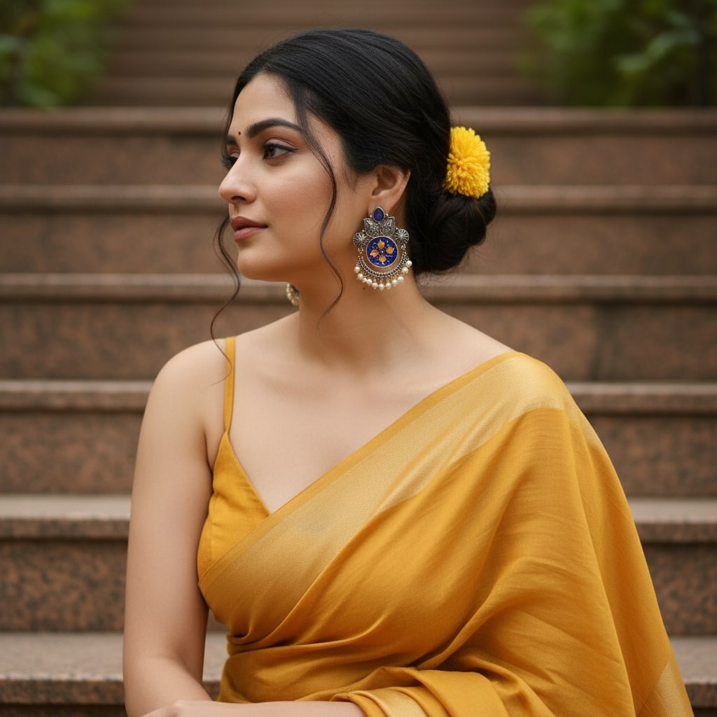 Firoza Indigo Blossom Artisan Chanbali