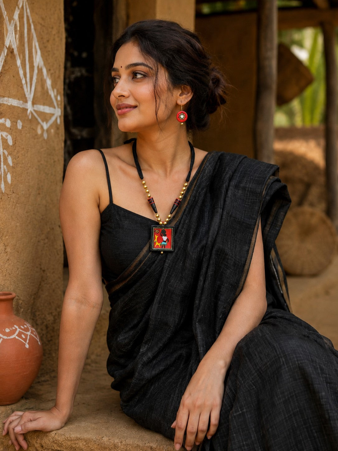Firoza Peach Paradise Terracotta Necklace Set