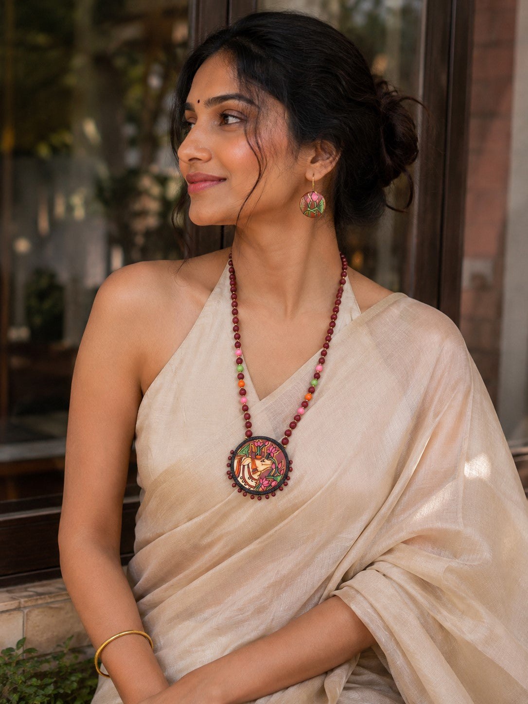 Firoza Vrindavan Bloom Terracotta Necklace Set