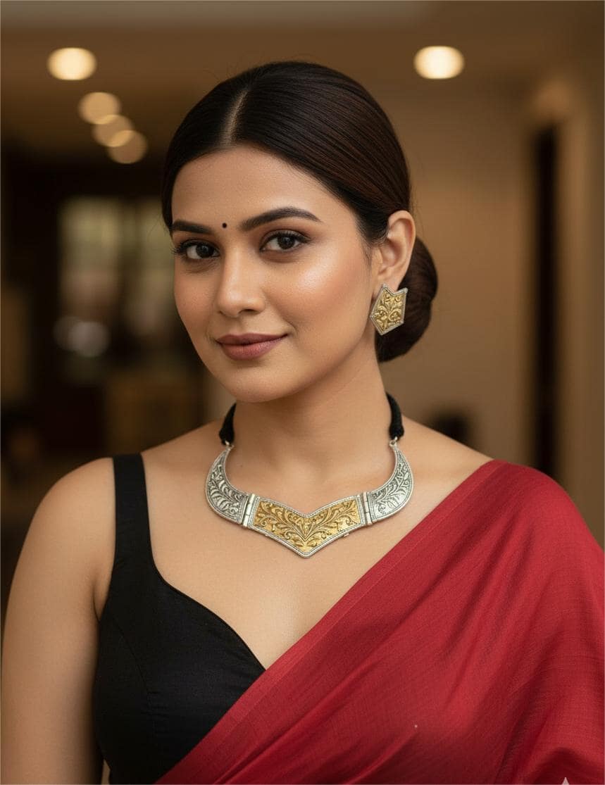 Firoza Vriksha Dual-Tone Necklace Set