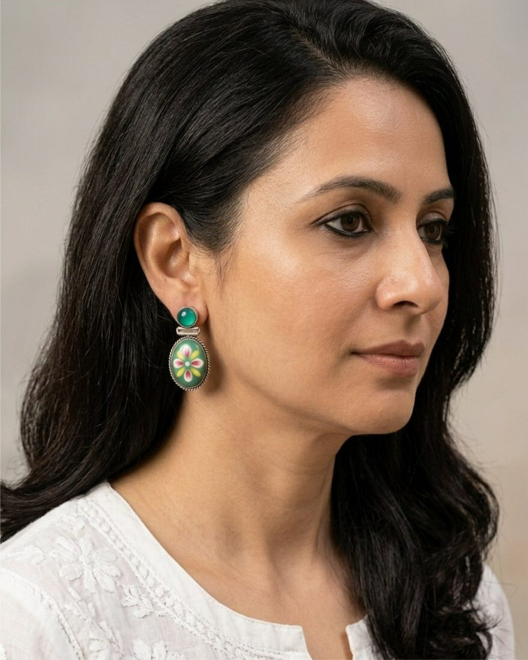 Firoza Gulista Mint Floral Earrings