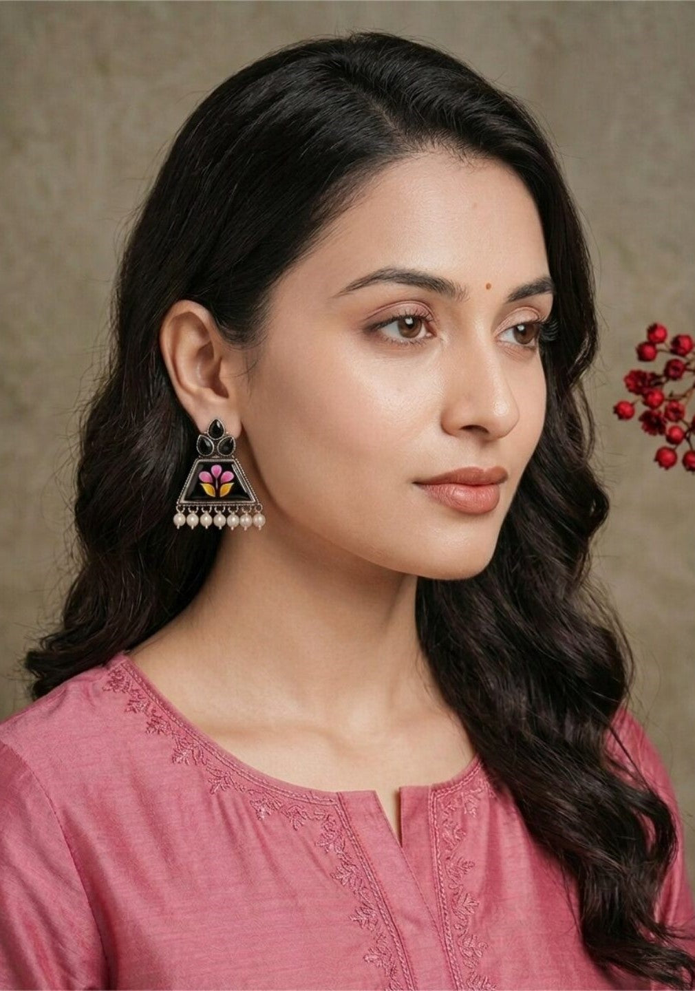 Firoza Noir Bloom Floral Earrings