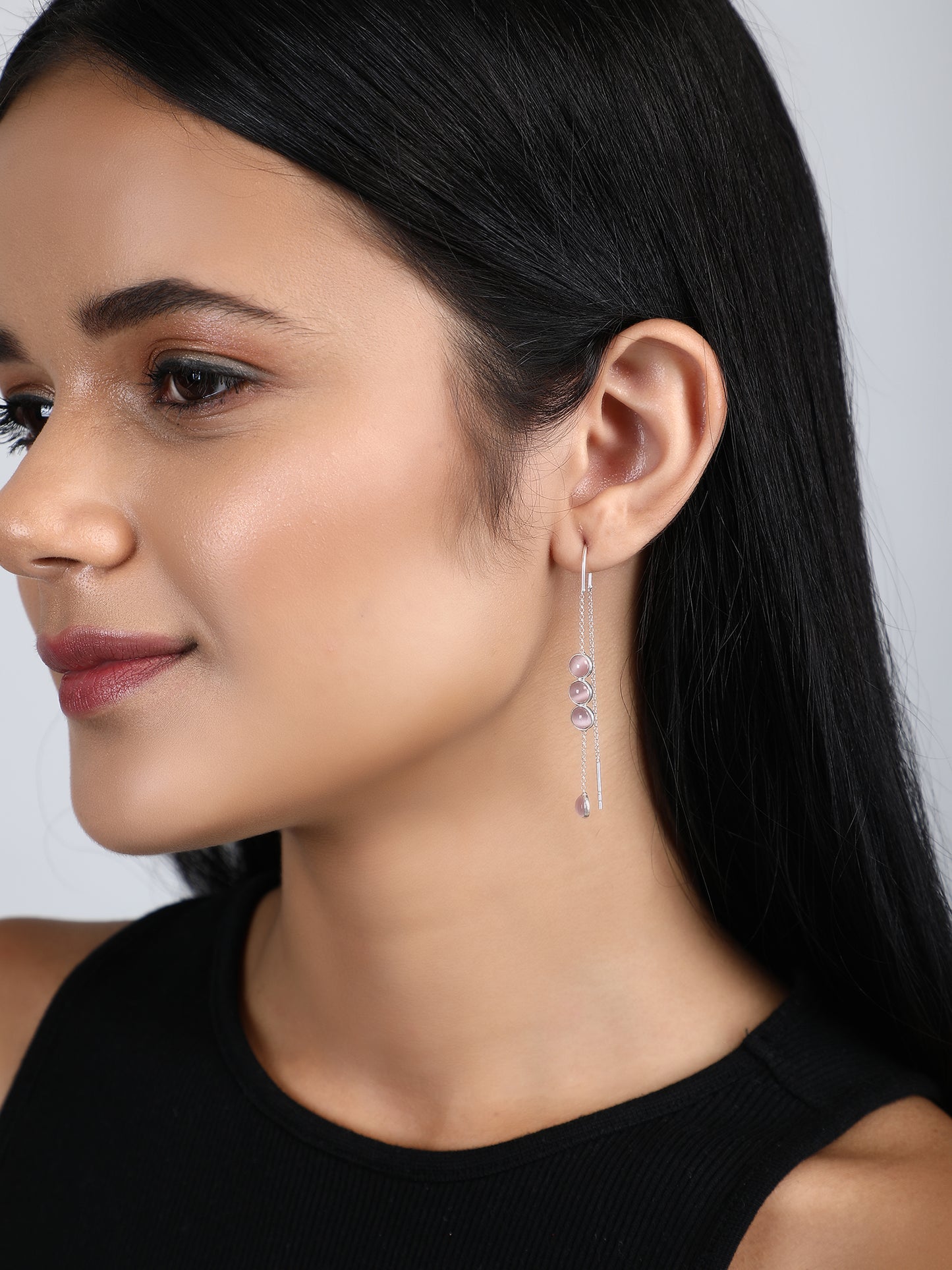 Sui Dhaaga Rose Quartz Earrings