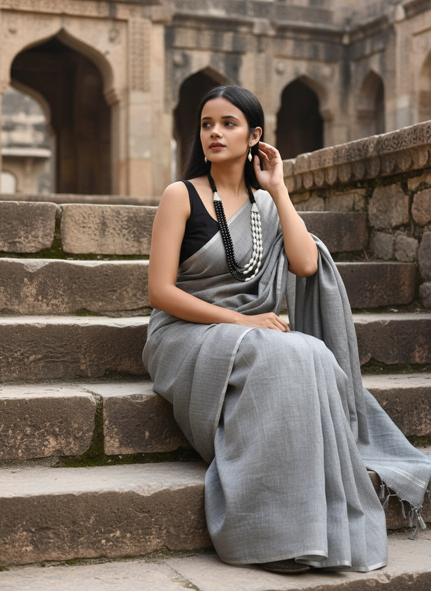 Fusion Silver Toned Dholki Mala Set