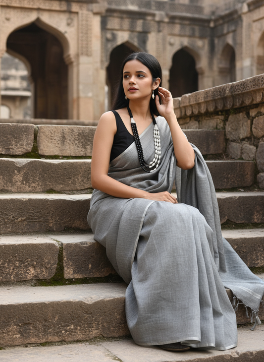 Fusion Silver Toned Dholki Mala Set