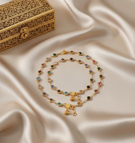 Firoza Rang Raag Anklets