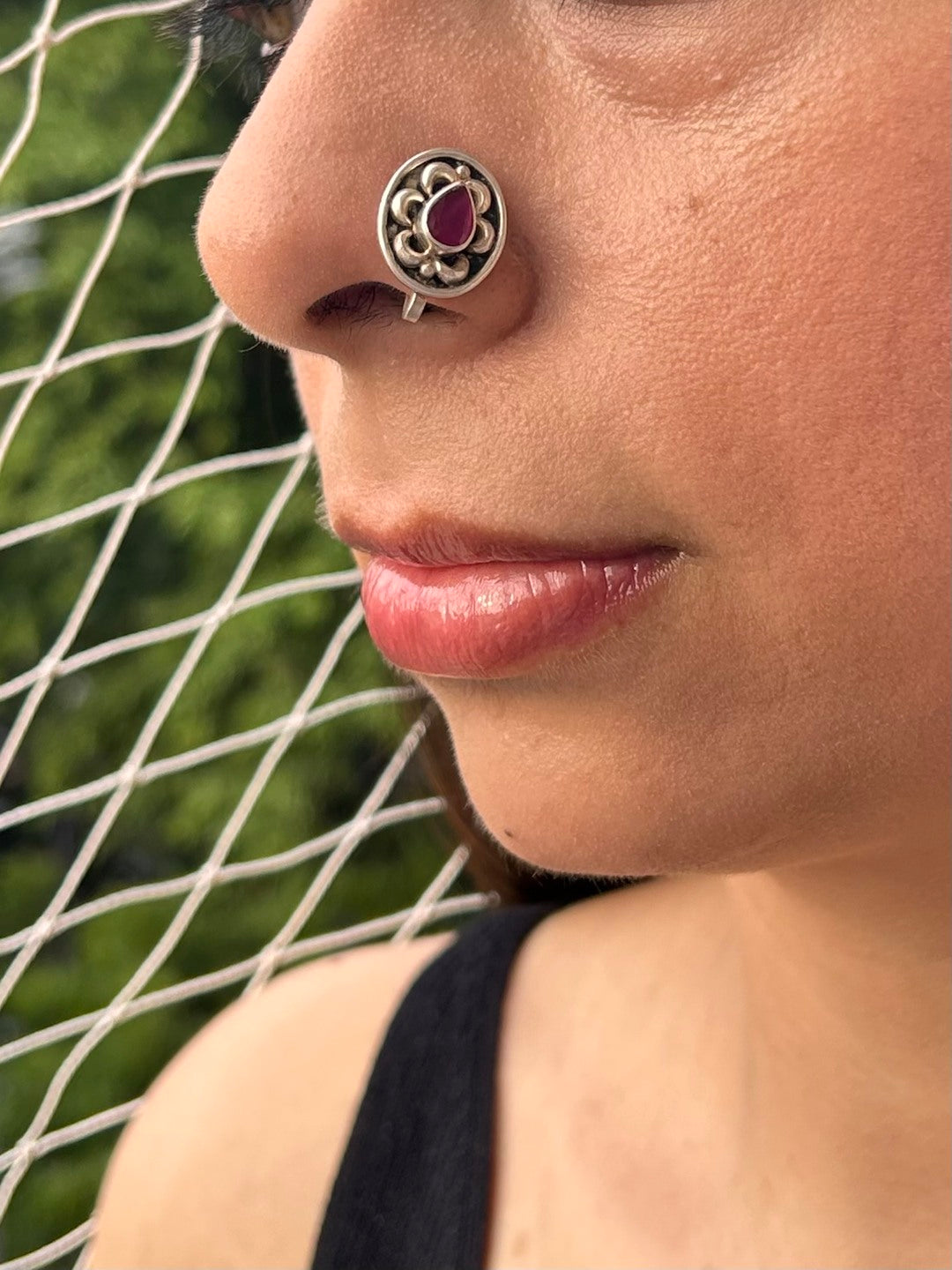 Ruby Radiance Silver Nosepin