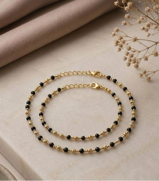 Firoza Midnight Elegance Gold Plated Anklet