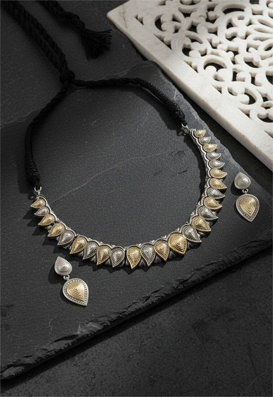 Firoza Aarohi Dual-Tone Teardrop Necklace Set