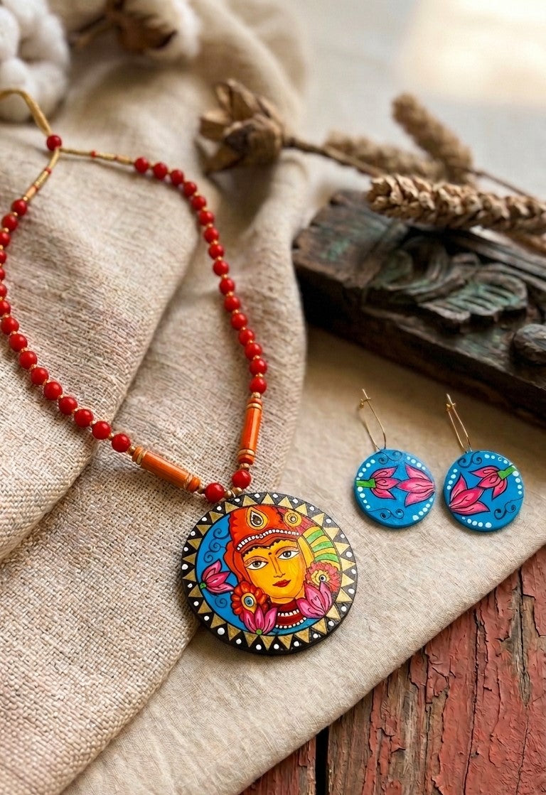 Firoza Devi Padma Terracotta Necklace Set