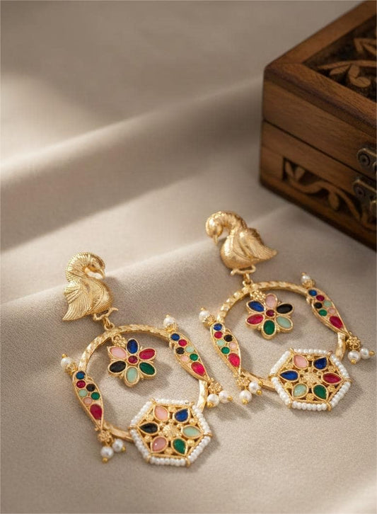 Firoza Megh Mayur Earrings