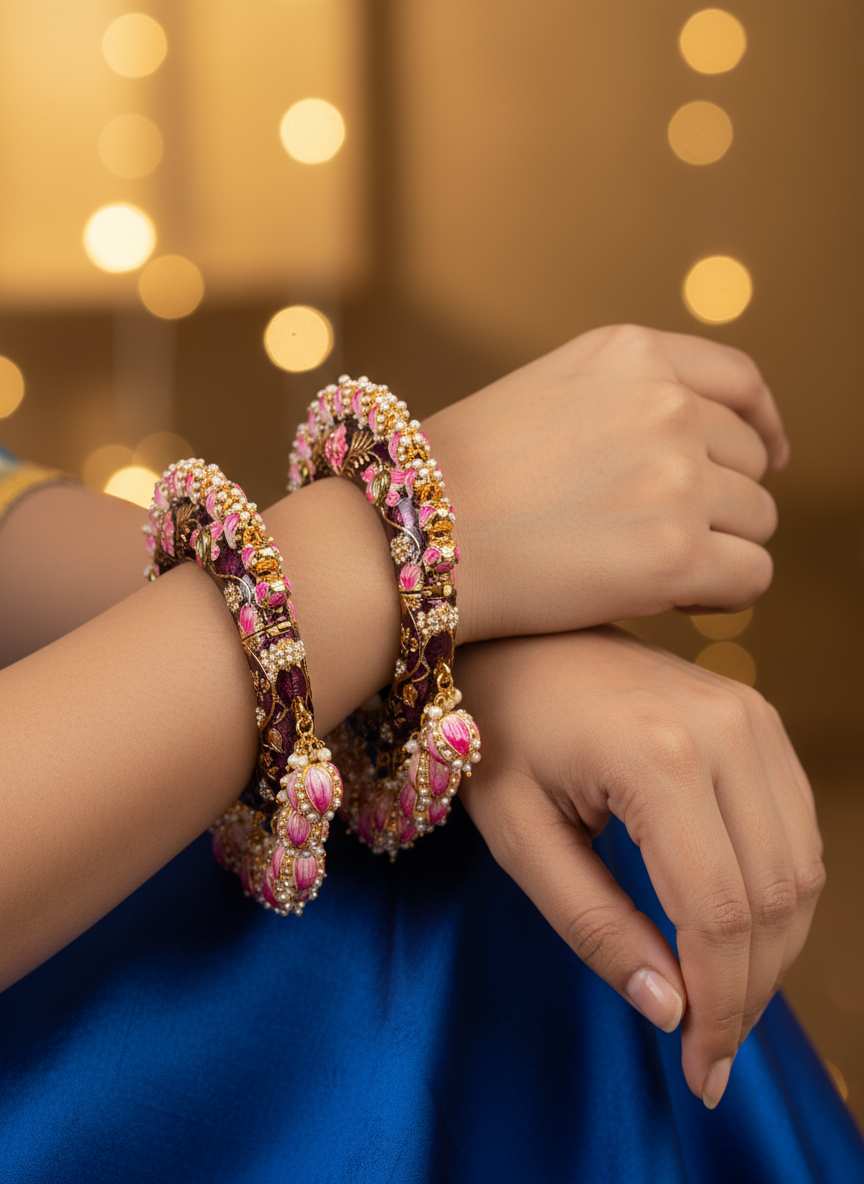 Firoza Kangan-e-Khushbu Meenakari Bangle Set 2.8