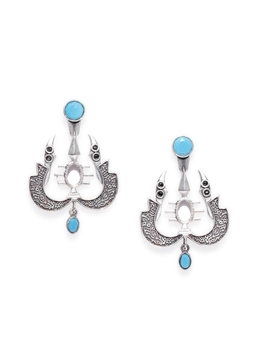 Turquoise Stone Studded Third Eye Earrings