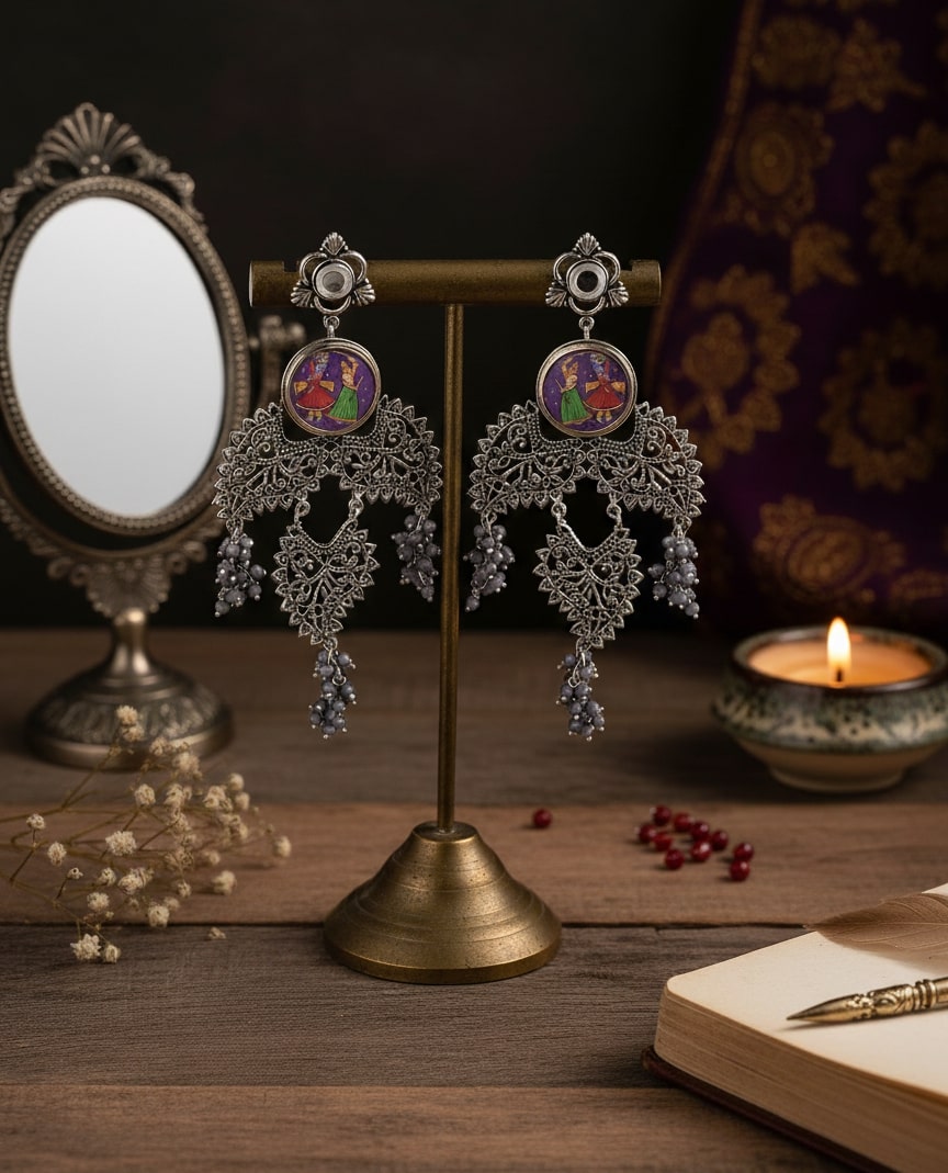 Garba Hand Painted Coin Earrings