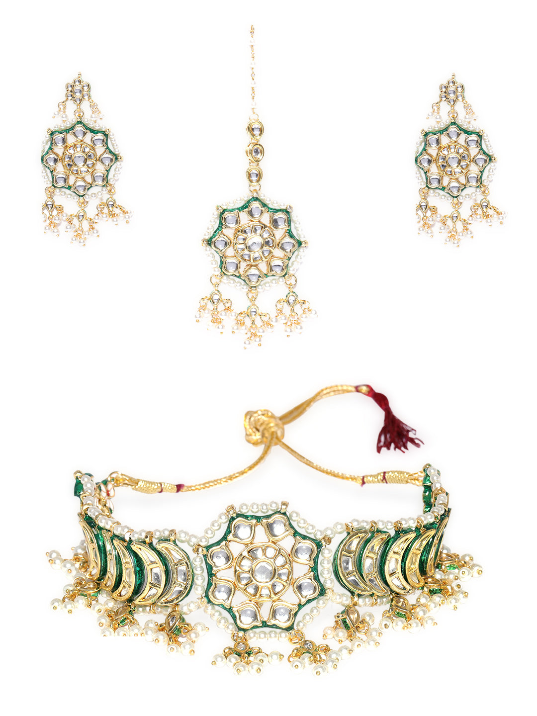 Jodha Choker Set with Earrings and Maangtikka Set