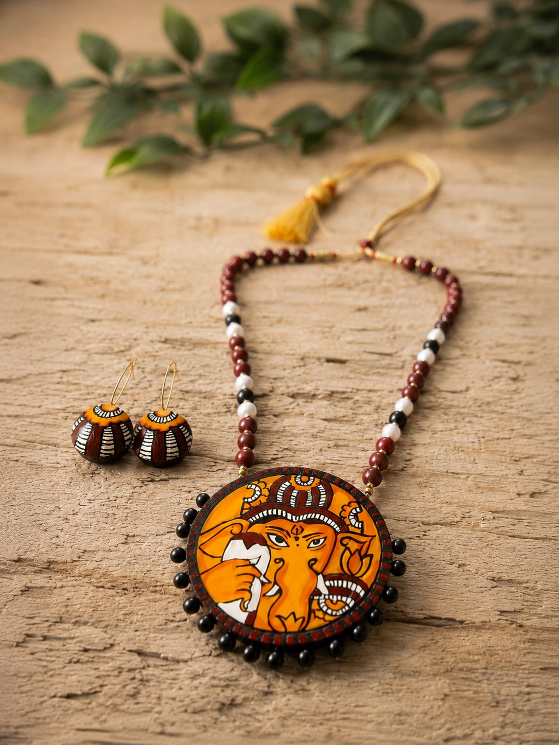 Firoza Ganesha Rangoli Terracotta Necklace Set