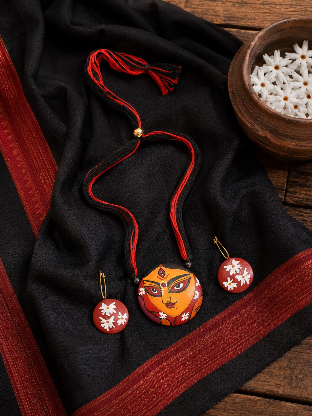 Firoza Maa Durga Terracotta Necklace Set