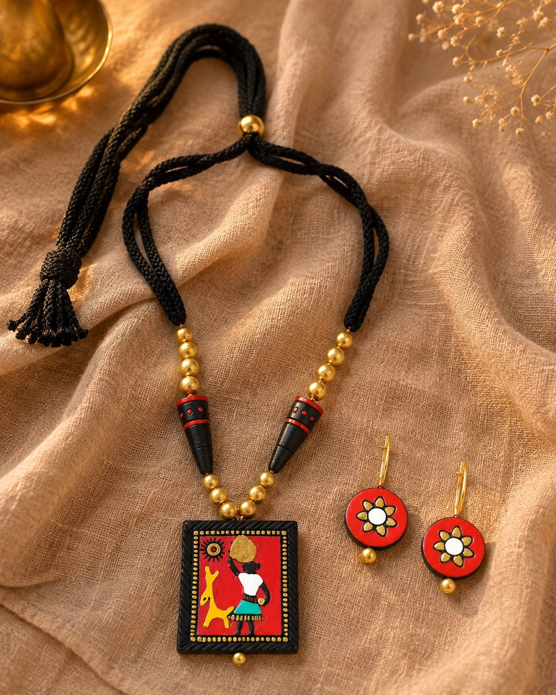 Firoza Peach Paradise Terracotta Necklace Set