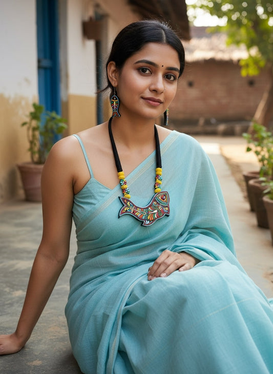 Jugal Matsya Terracota Necklace Set