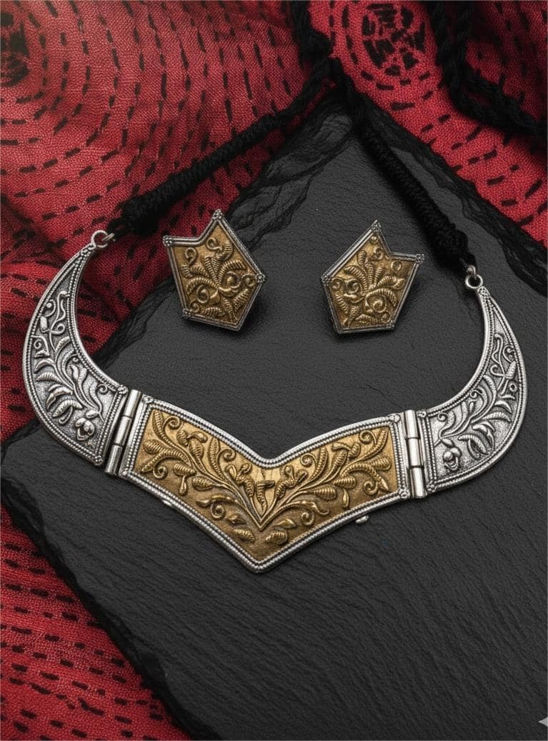 Firoza Vriksha Dual-Tone Necklace Set