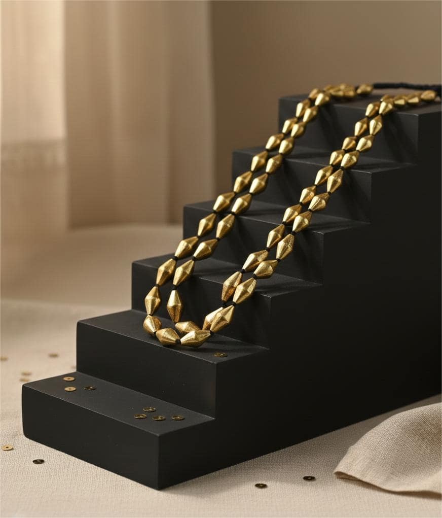 Golden Elaichi Double String Mala