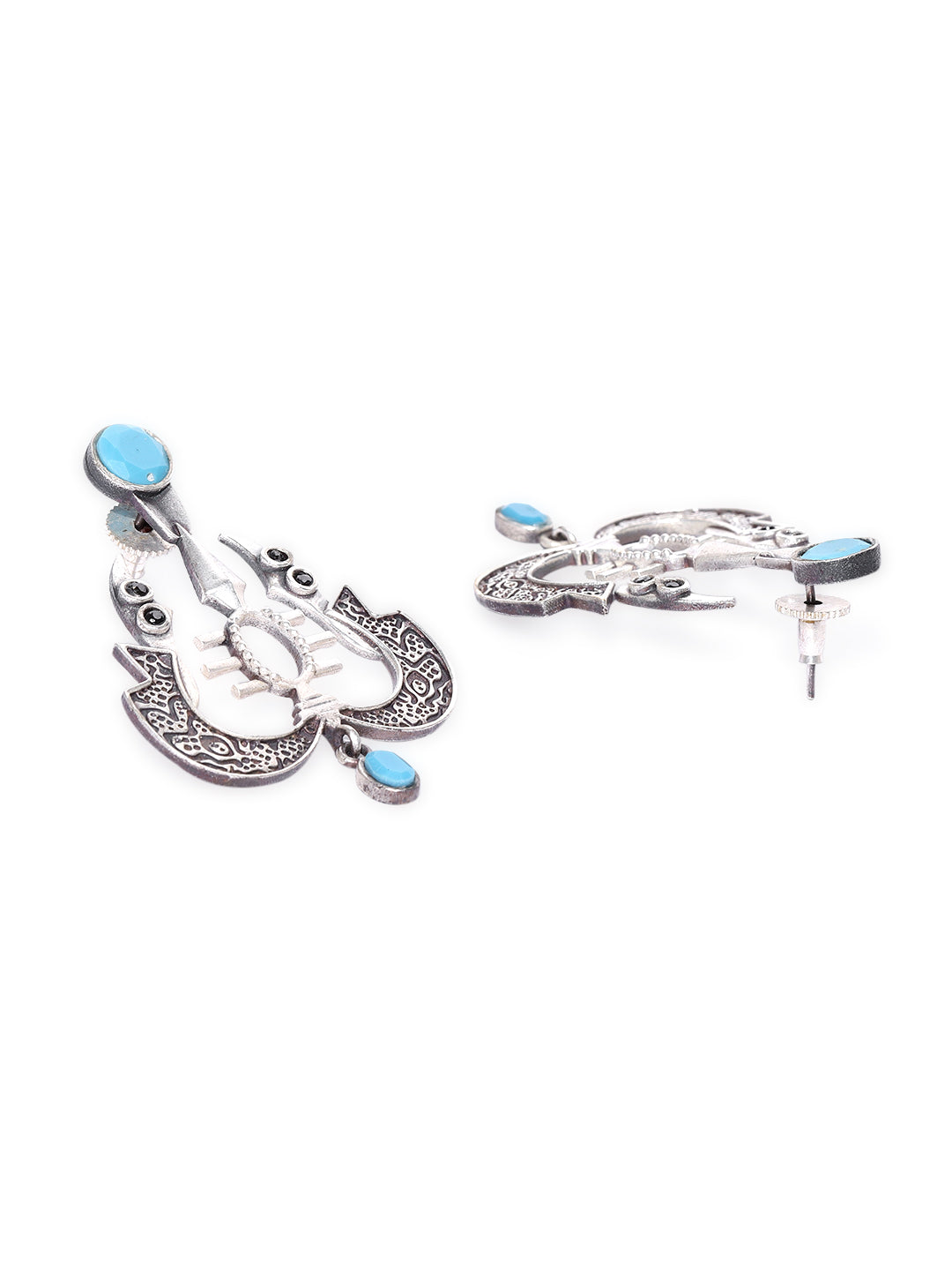 Turquoise Stone Studded Third Eye Earrings