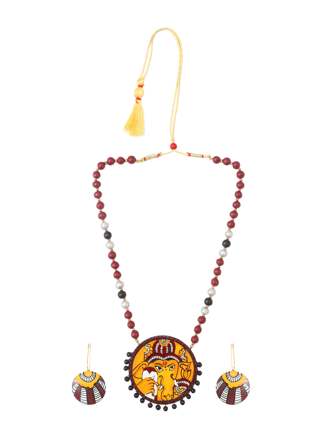 Firoza Ganesha Rangoli Terracotta Necklace Set