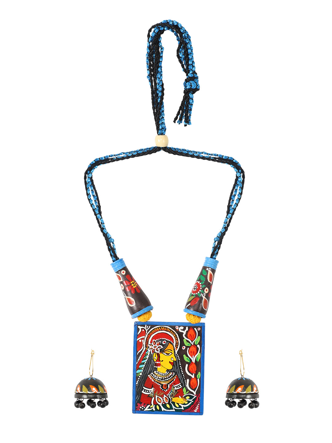 Firoza Mayura Madhubani Terracotta Necklace Set