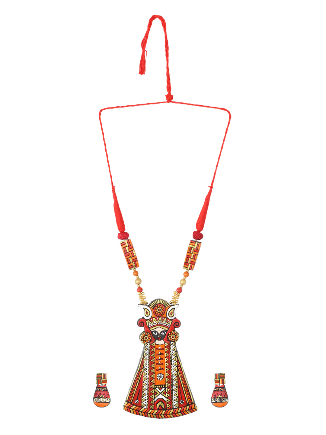 Firoza Pichwai Shrinath ji Statement Terracotta Necklace Set