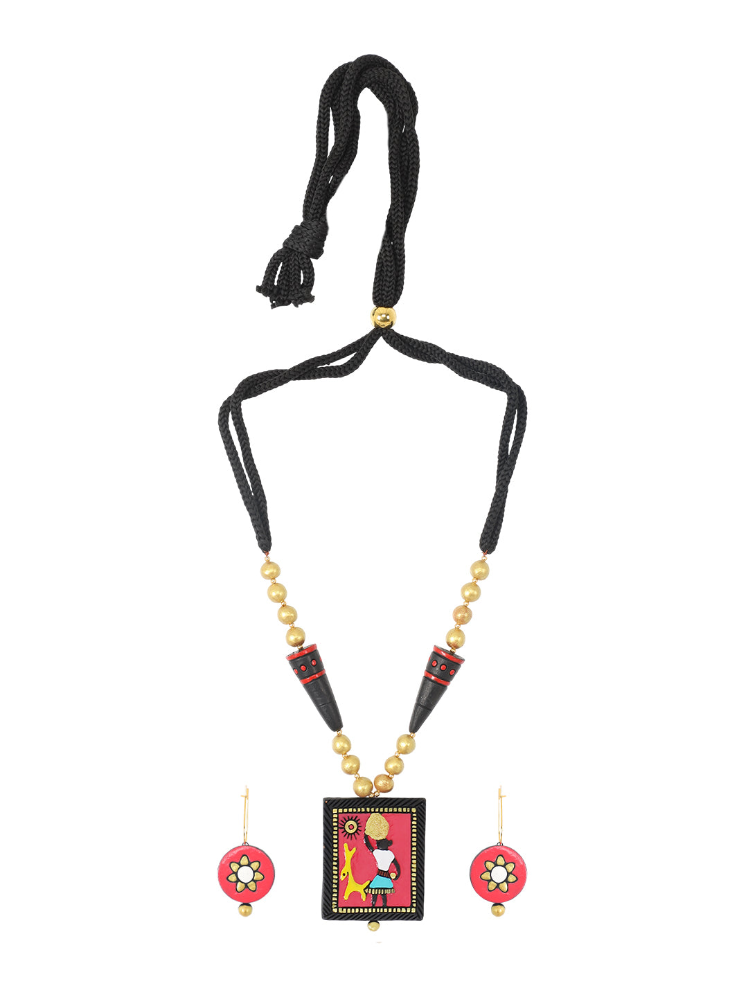 Firoza Pink Tribal Tales Terracotta Necklace Set