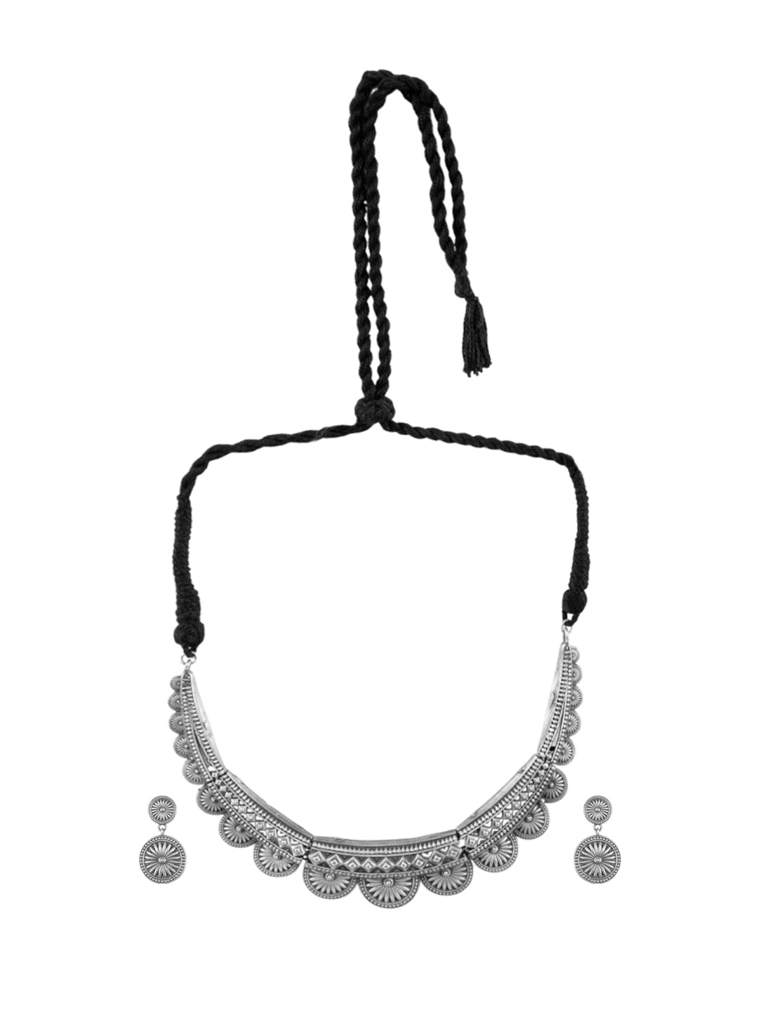 Firoza Katha Oxidized Sun Necklace Set