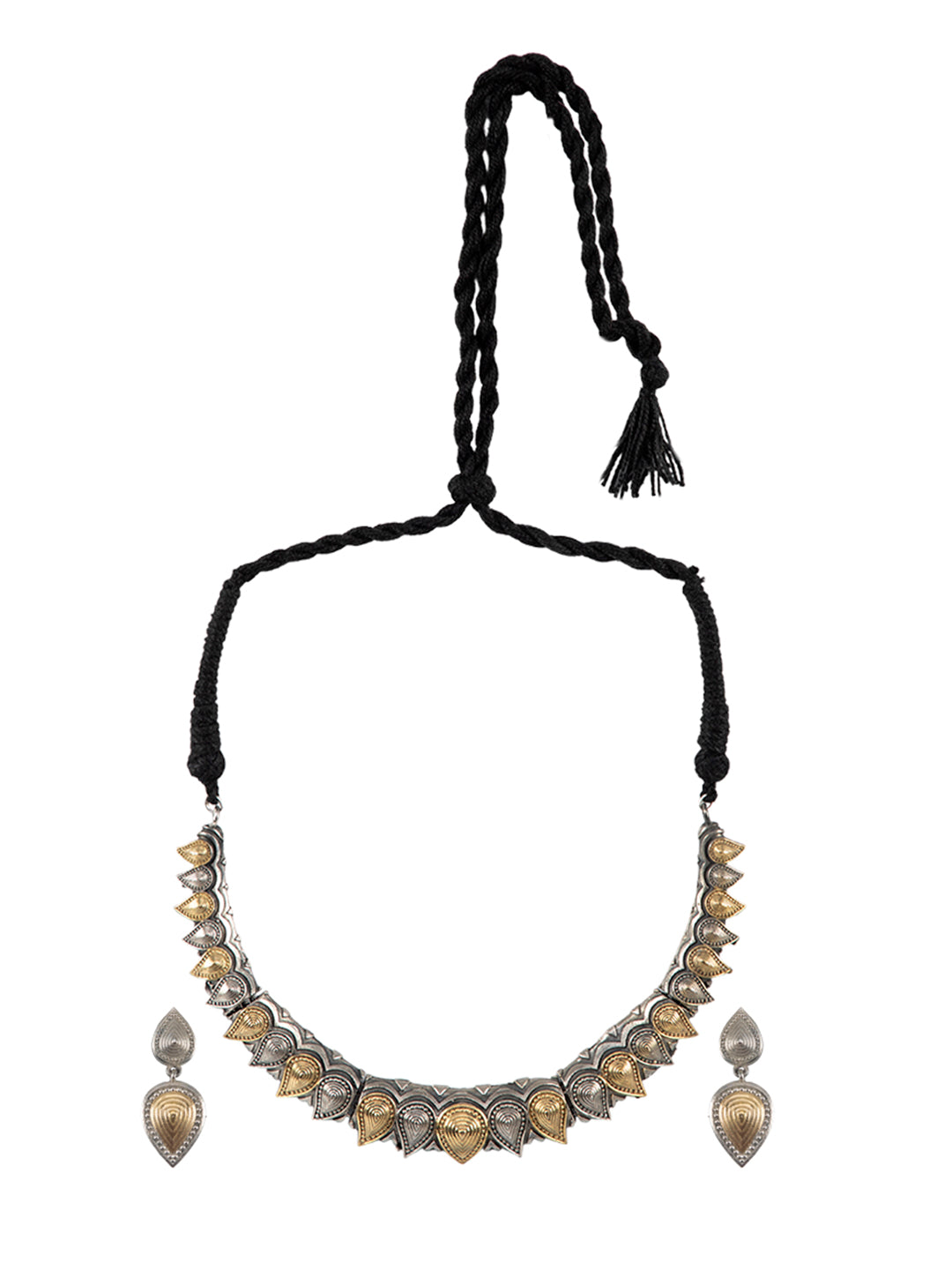 Firoza Aarohi Dual-Tone Teardrop Necklace Set