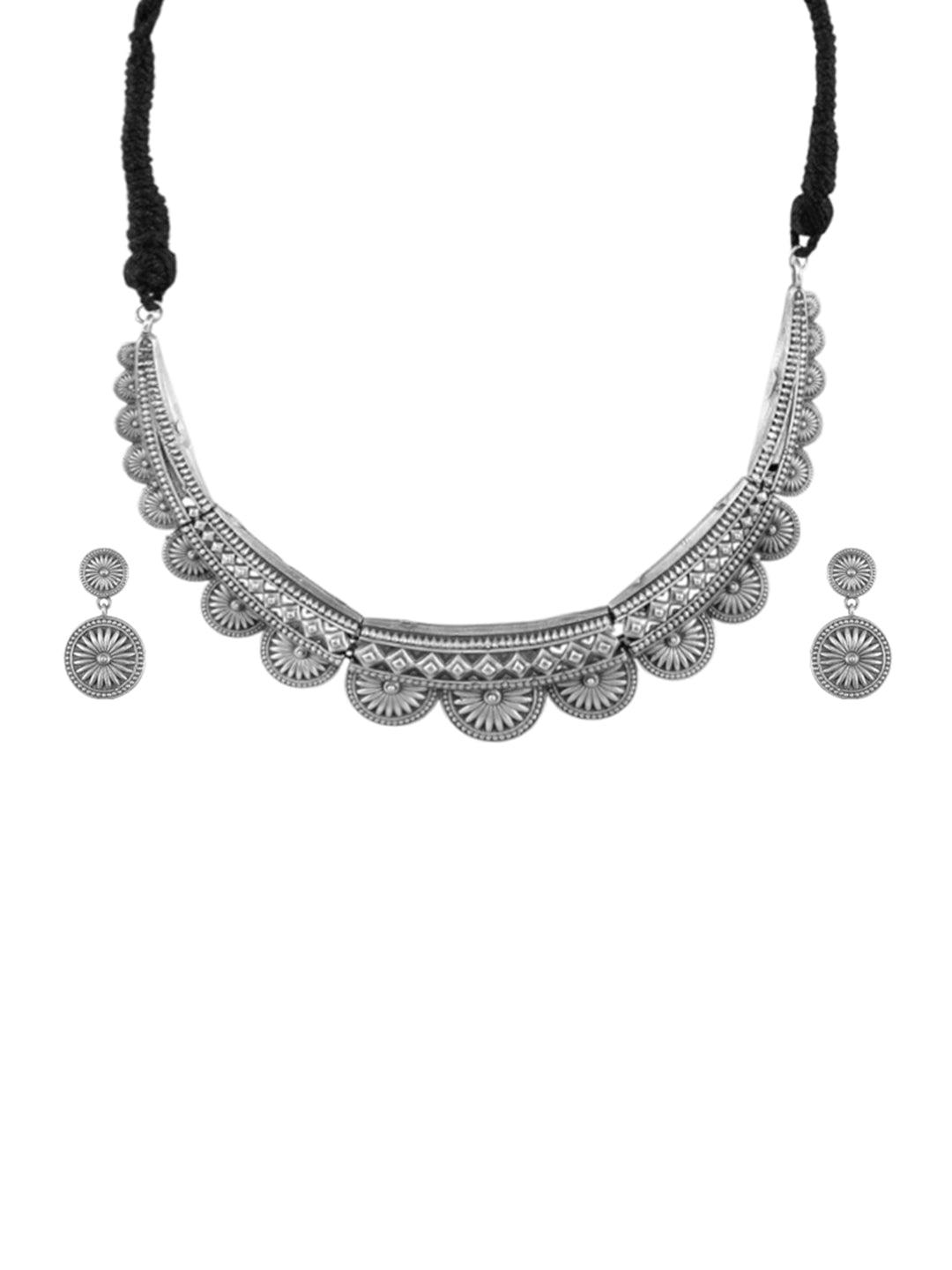 Firoza Katha Oxidized Sun Necklace Set