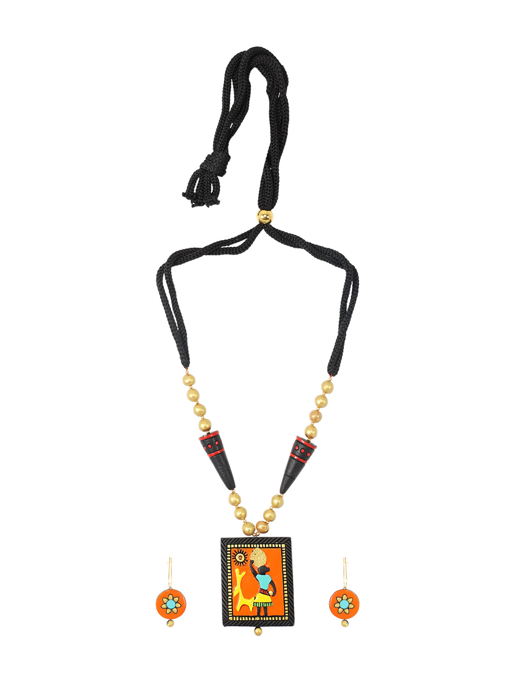 Firoza Peach Paradise Terracotta Necklace Set