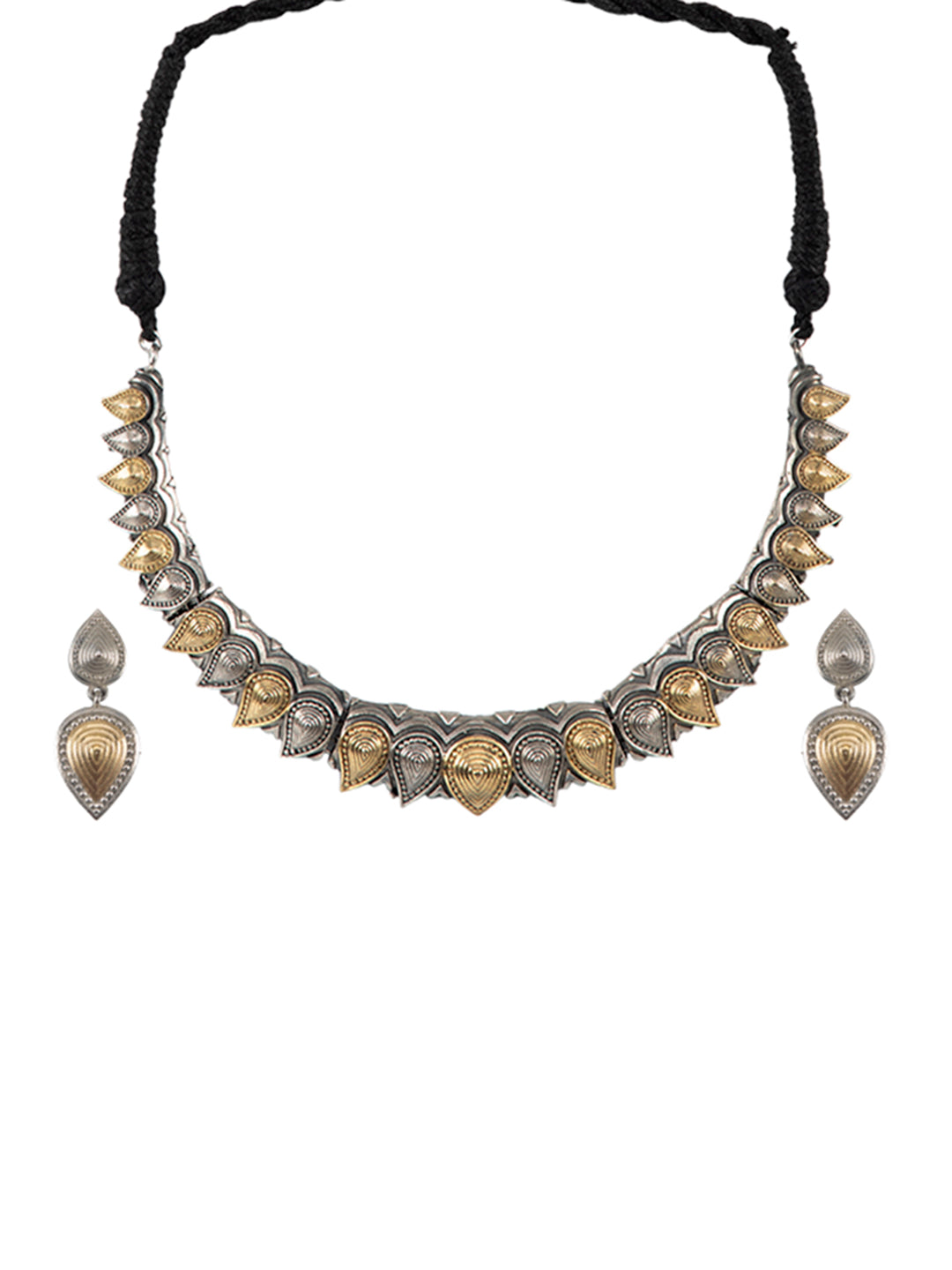 Firoza Aarohi Dual-Tone Teardrop Necklace Set