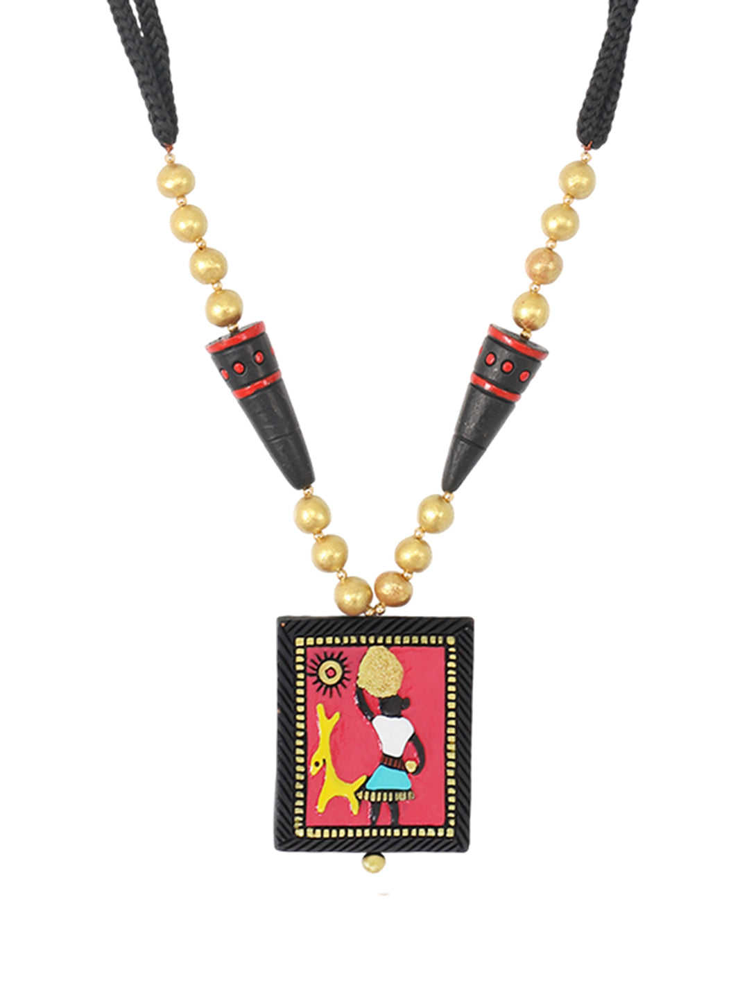Firoza Pink Tribal Tales Terracotta Necklace Set