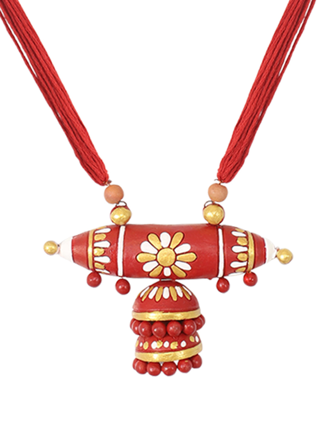 Firoza Kumudini Jhumka Terracotta Necklace Set