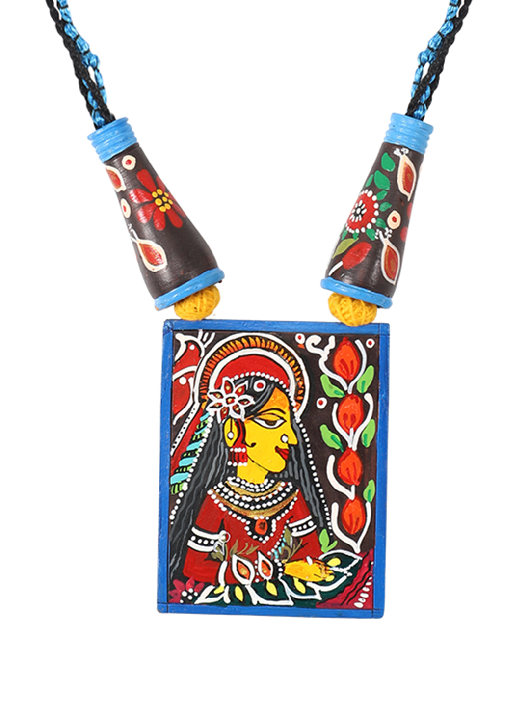 Firoza Mayura Madhubani Terracotta Necklace Set