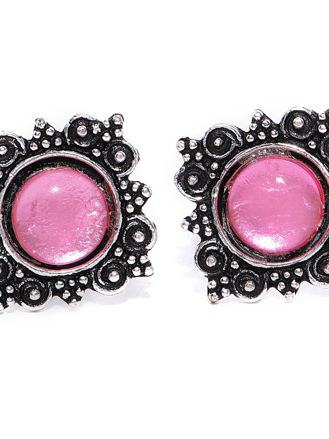 Pink Kundan Oxidized Toe Ring