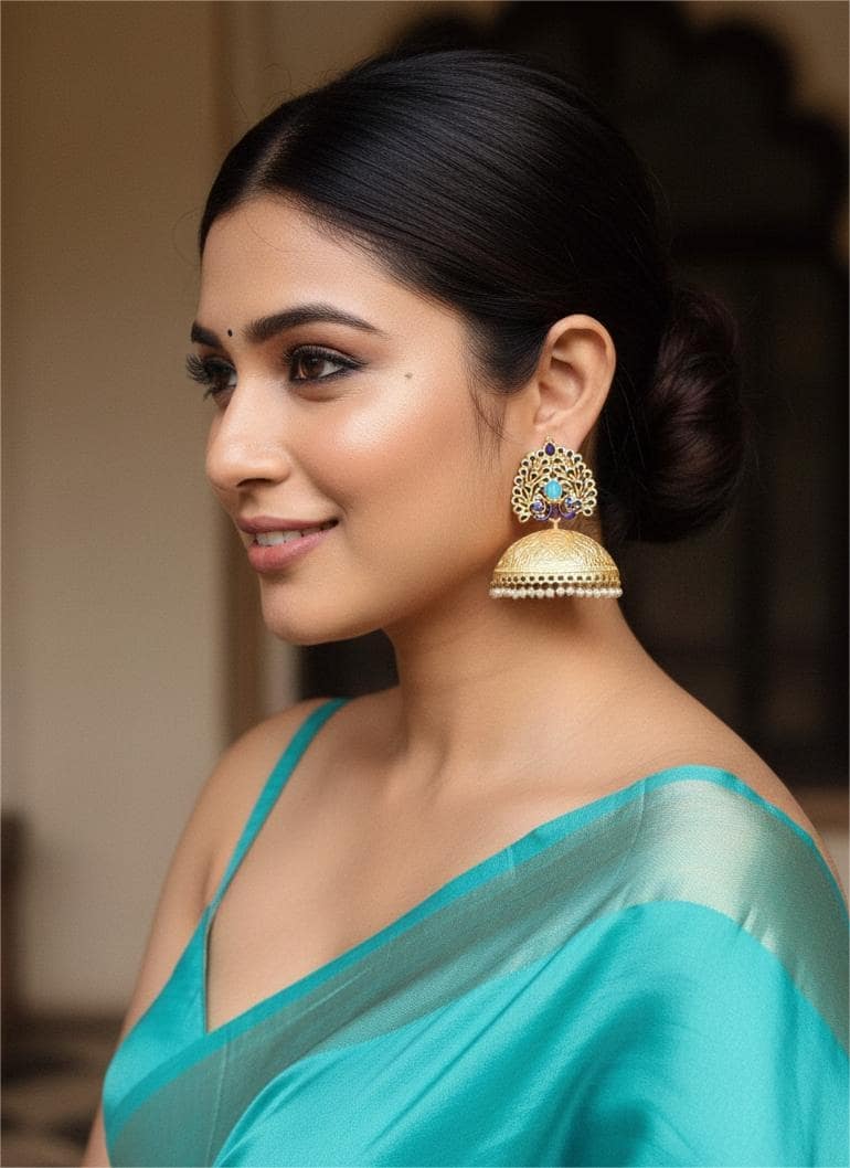 Firoza Mayur Manjari Jhumkas