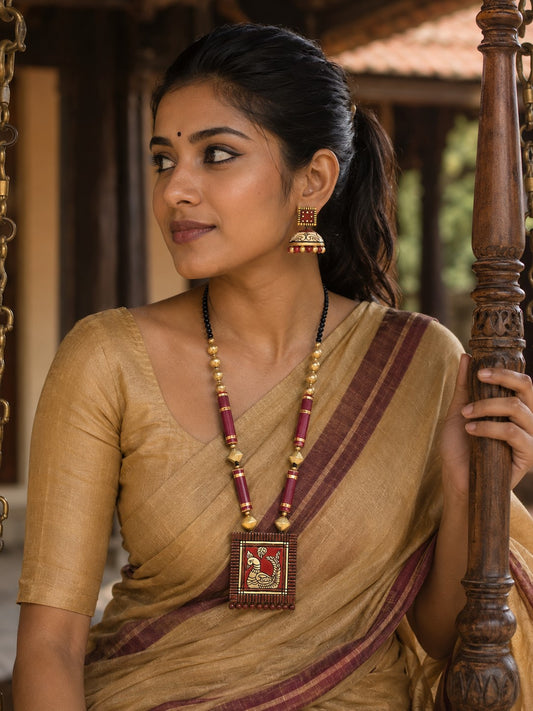 Firoza Mayura Heritage Terracotta Necklace Set