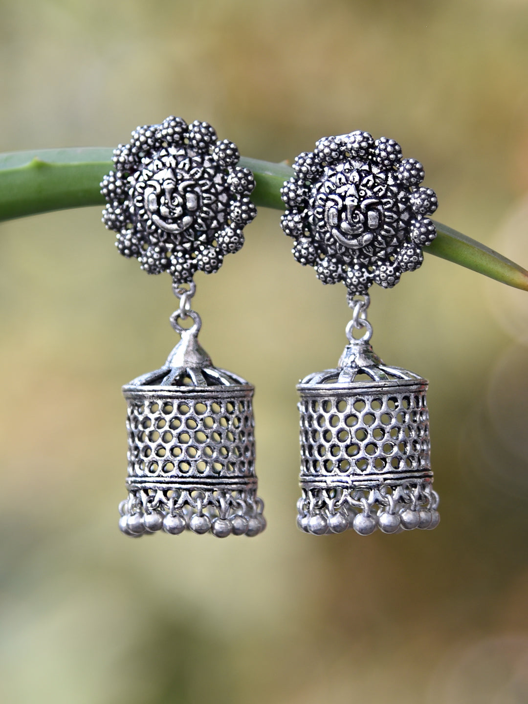 Cylinderical Oxidozed Jhumkas