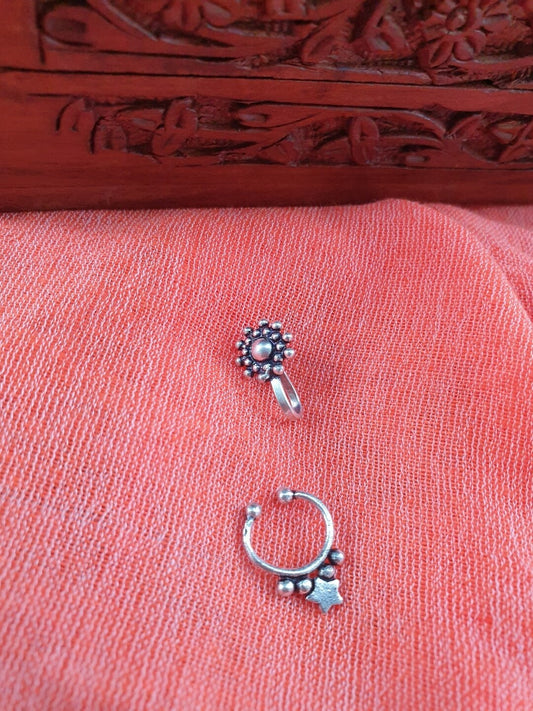Star & Sun Tribal Silver Nosepin Combo