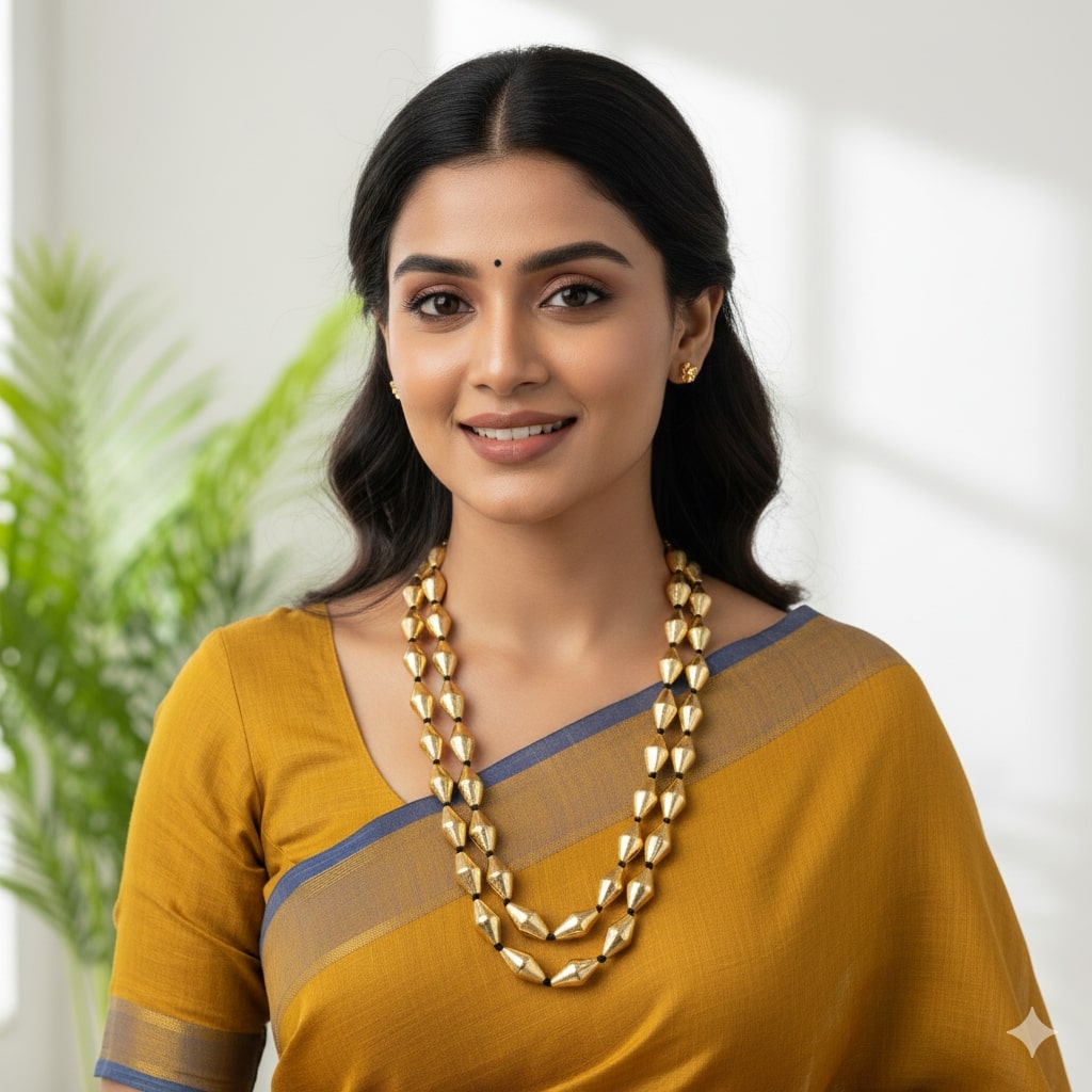 Golden Elaichi Double String Mala