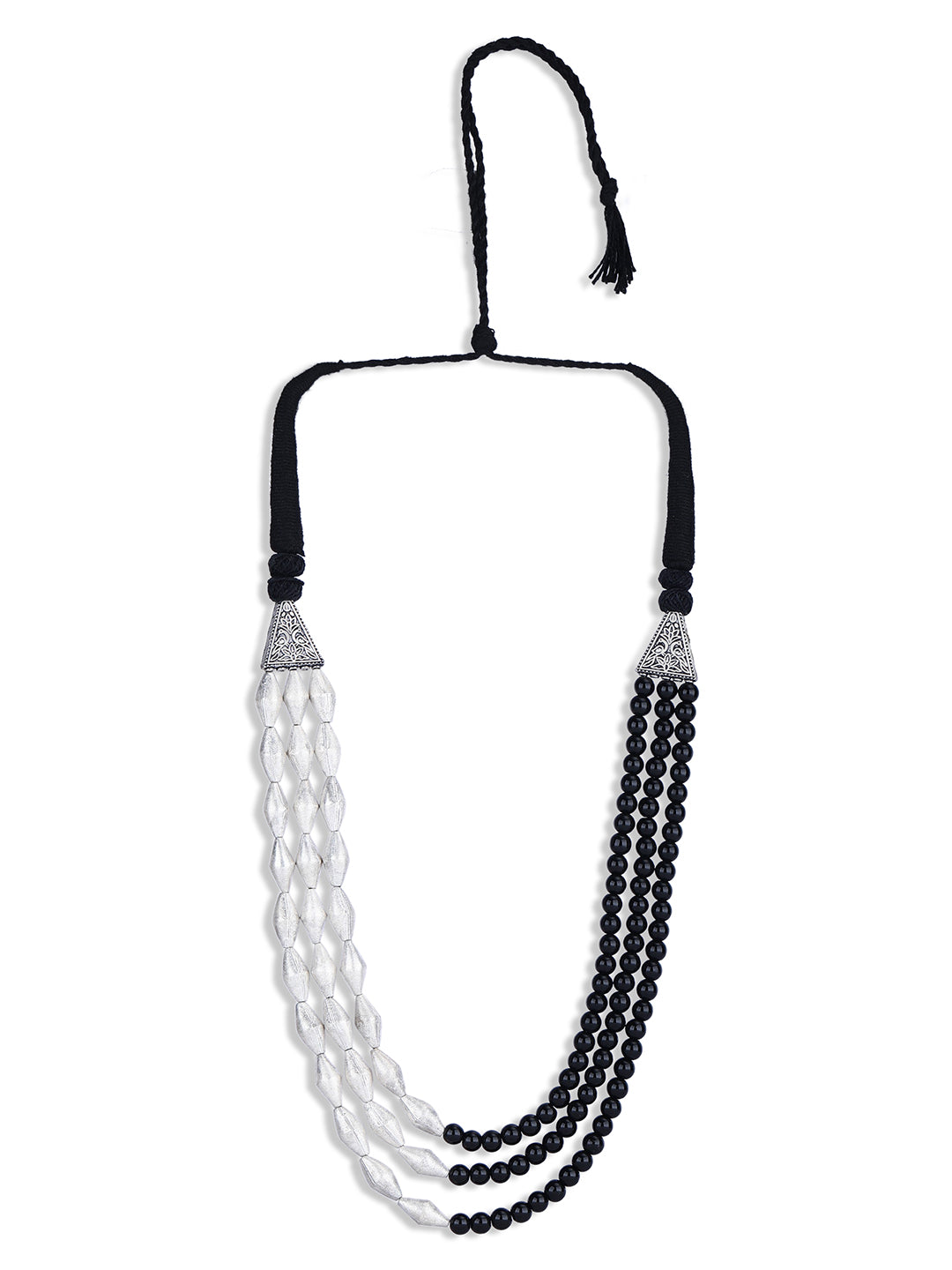 Fusion Silver Toned Dholki Mala Set