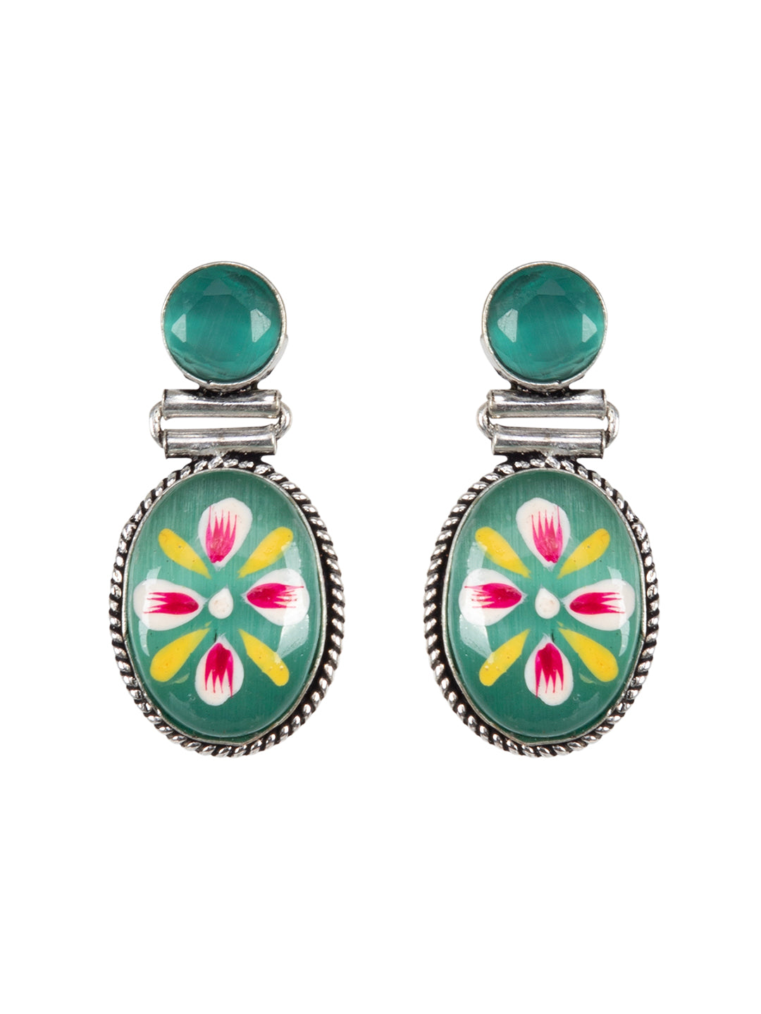 Firoza Gulista Mint Floral Earrings