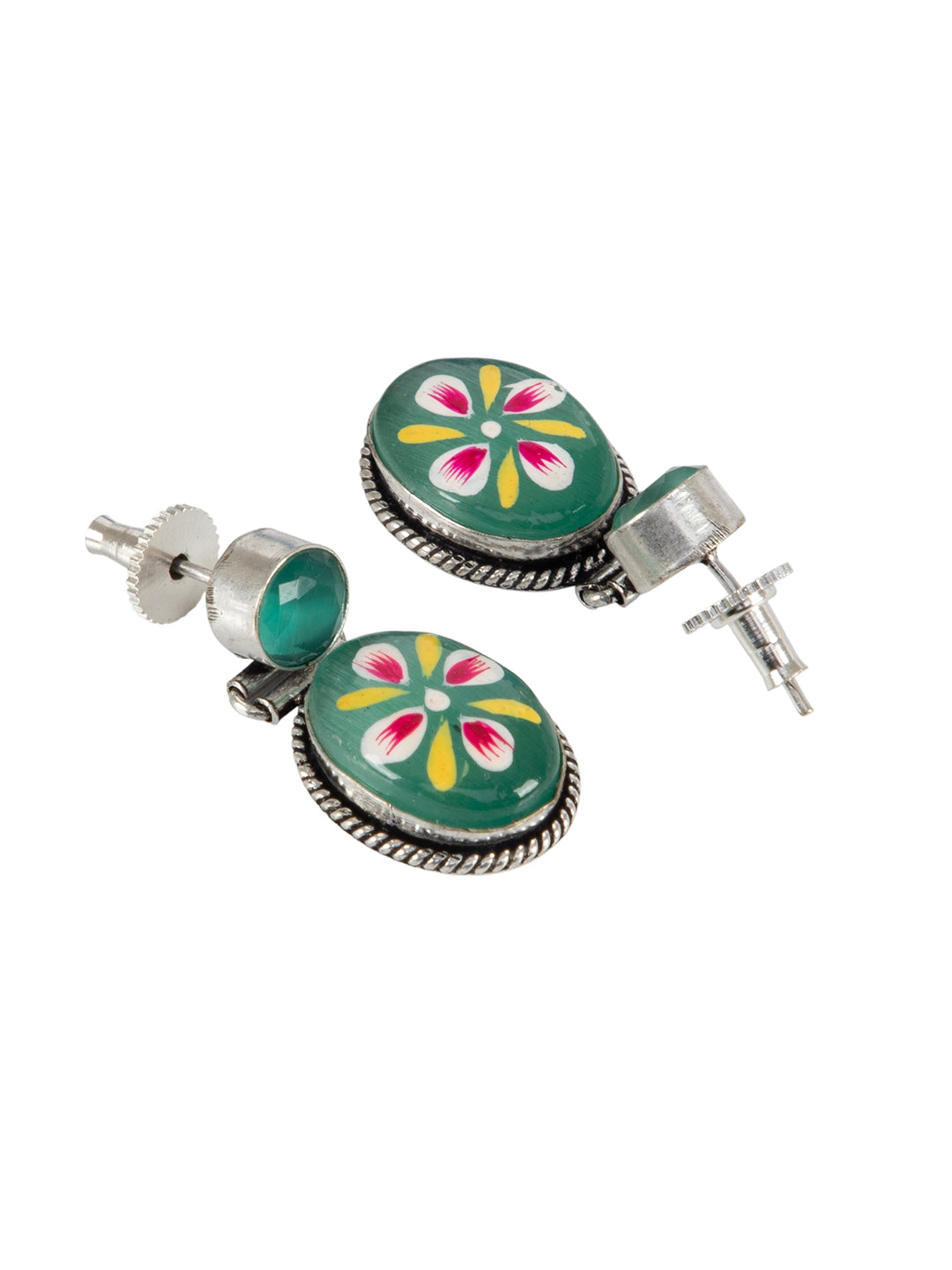Firoza Gulista Mint Floral Earrings
