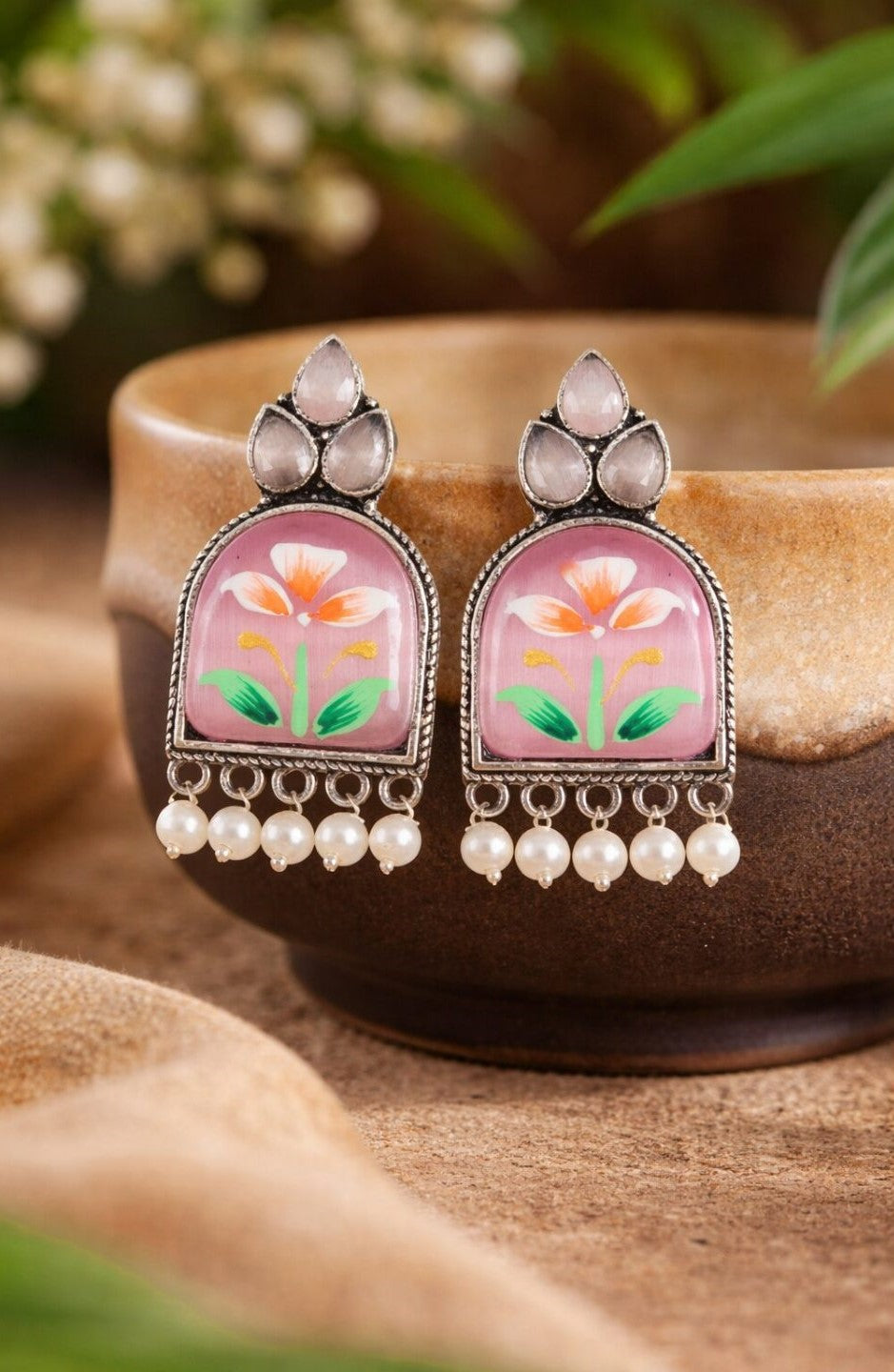 Firoza Gulnaar Blush Floral Earrings