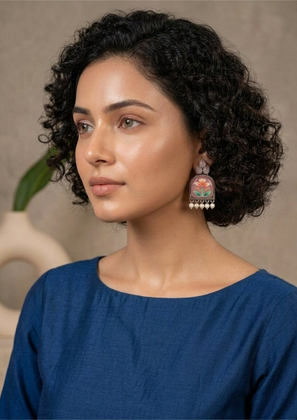 Firoza Gulnaar Blush Floral Earrings