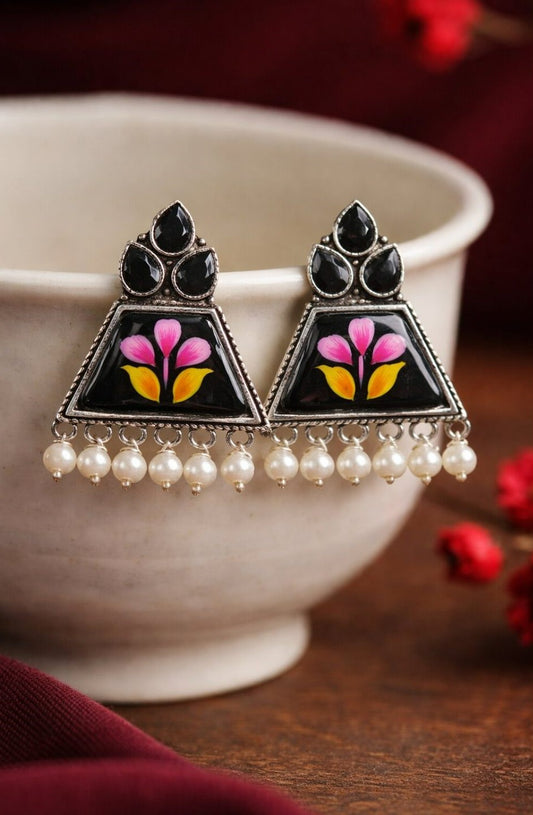 Firoza Noir Bloom Floral Earrings